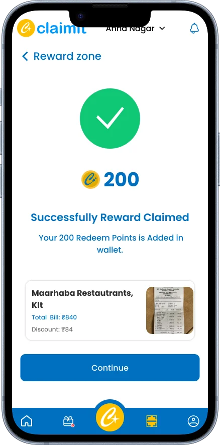 Reward success screen